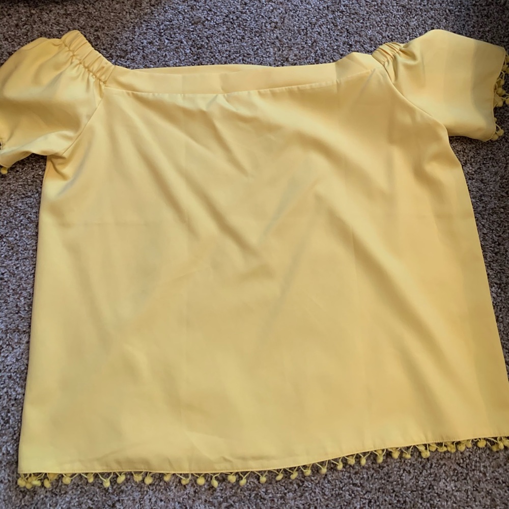 Off the shoulder yellow blouse